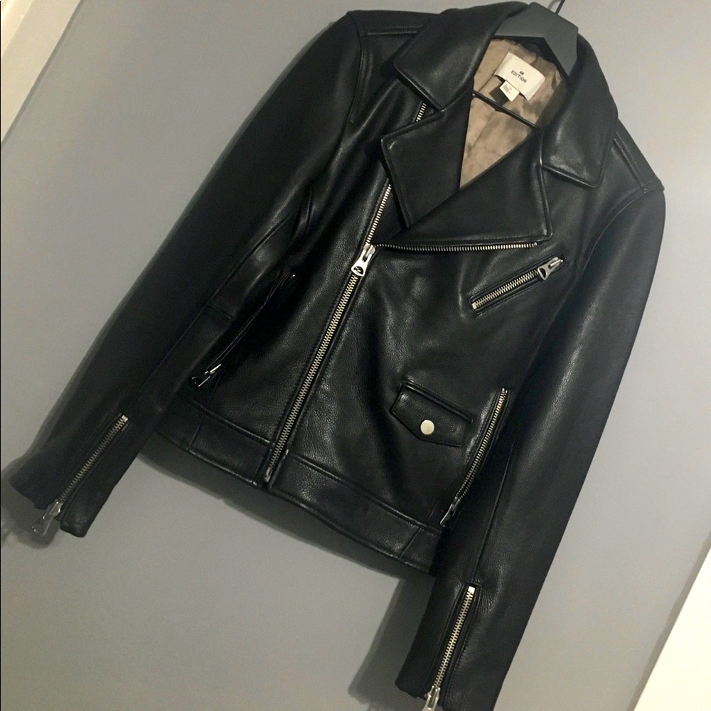 H&M GENUINE BLACK LEATHER JACKET